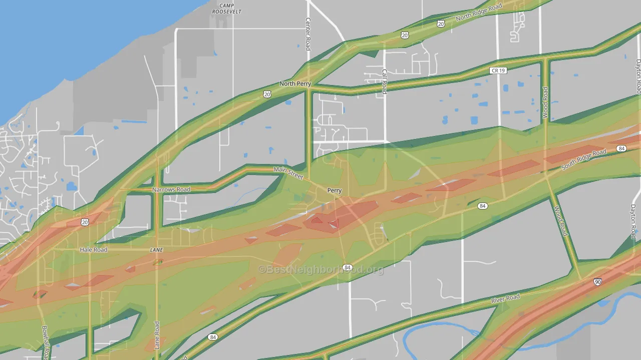Perry, OH Map of Noise Levels in Perry