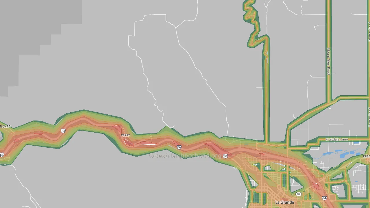 Perry, OR Map of Noise Levels in Perry