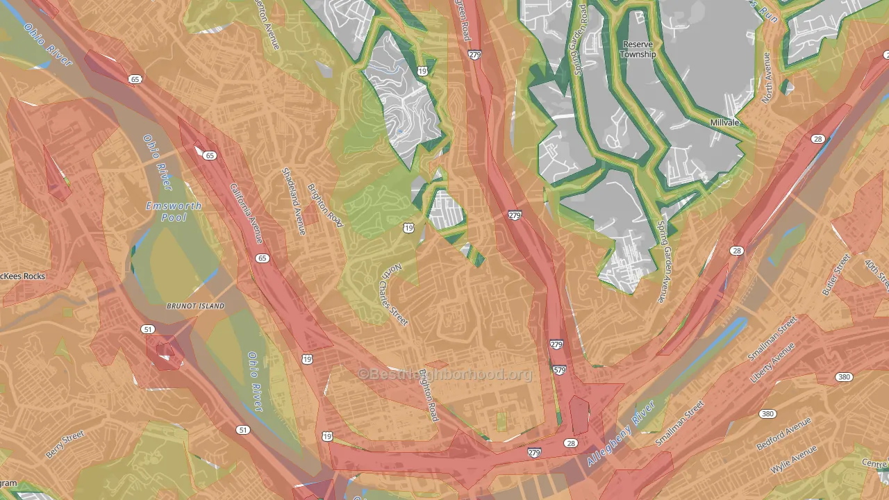 Perry South, Pittsburgh, PA Map of Noise Levels in Perry South