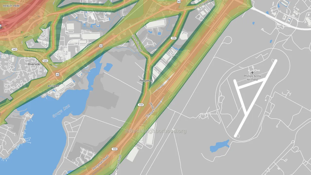 Perryman, MD Map of Noise Levels in Perryman