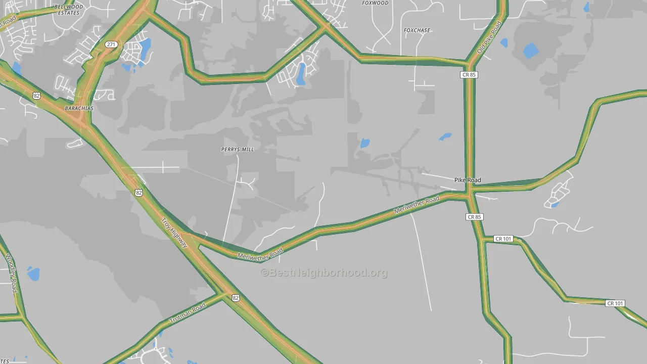 Perrys Mill, AL Map of Noise Levels in Perrys Mill