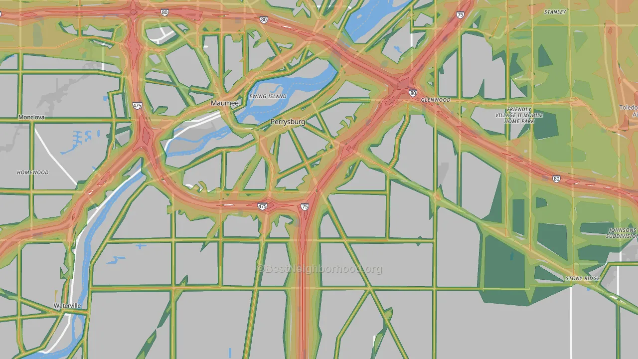 Perrysburg, OH Map of Noise Levels in Perrysburg