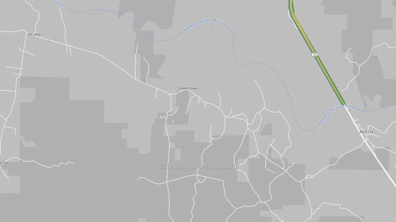 Perrytown, MS Map of Noise Levels in Perrytown