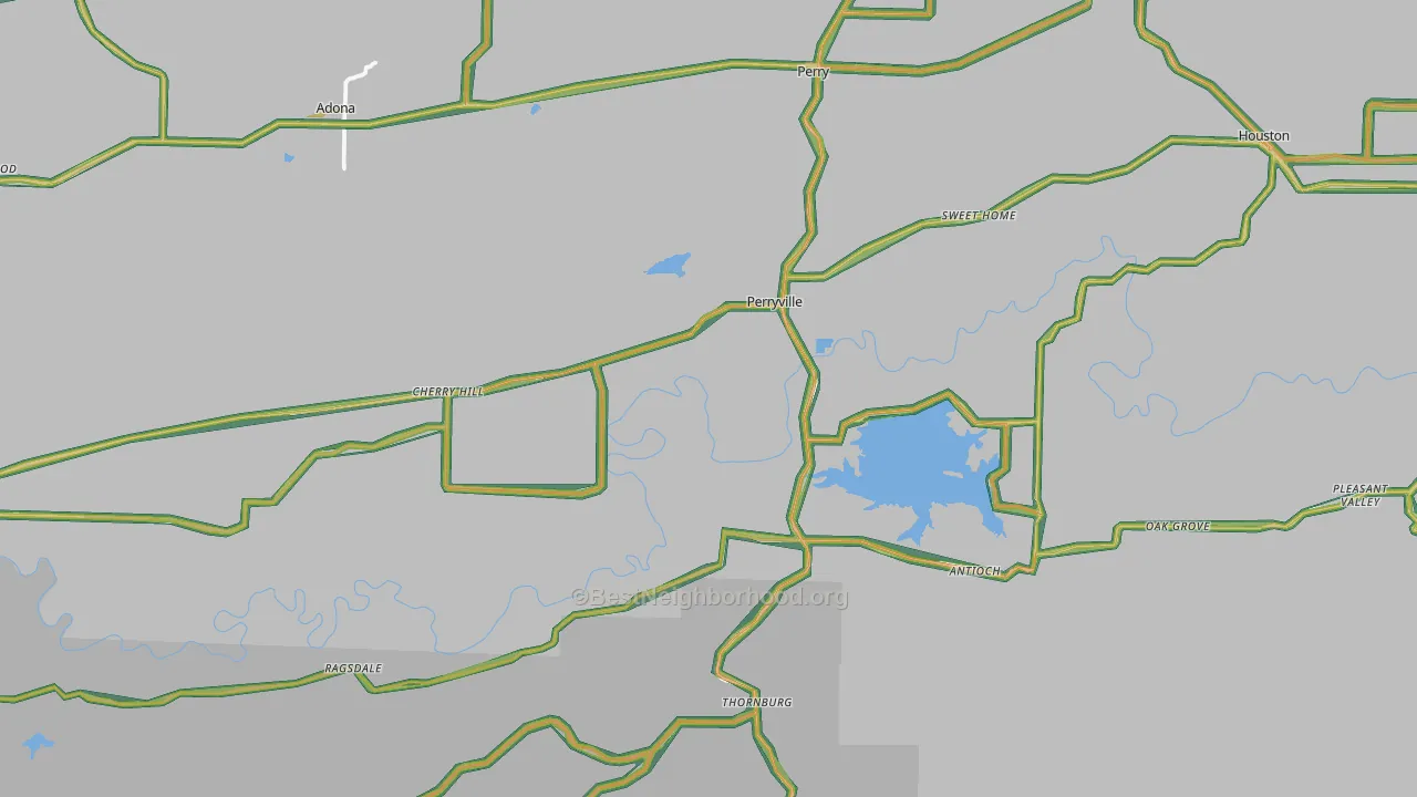 Perryville, AR Map of Noise Levels in Perryville