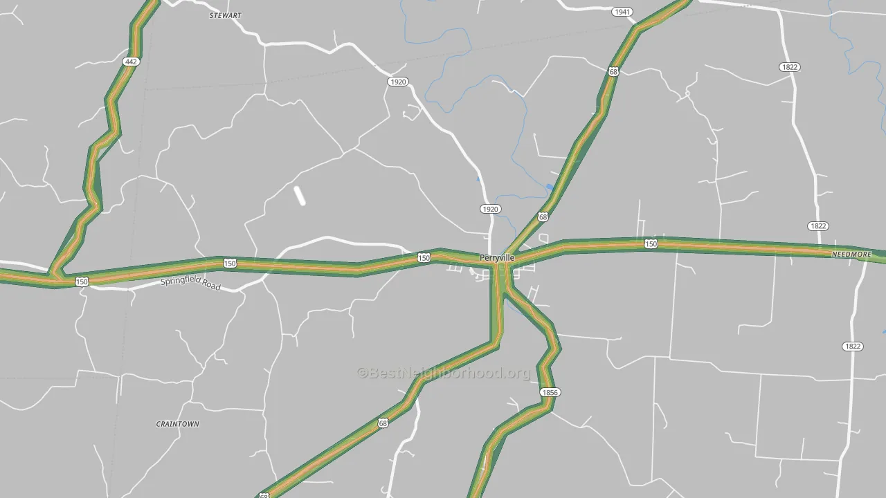 Perryville, KY Map of Noise Levels in Perryville