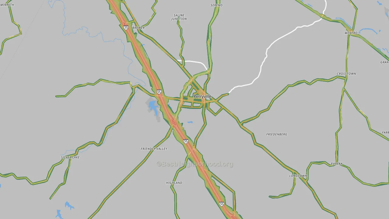 Perryville, MO Map of Noise Levels in Perryville