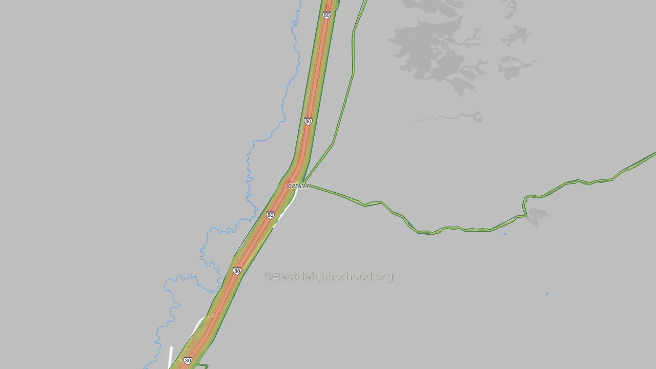 Pershing County, NV Map of Noise Levels in Pershing County