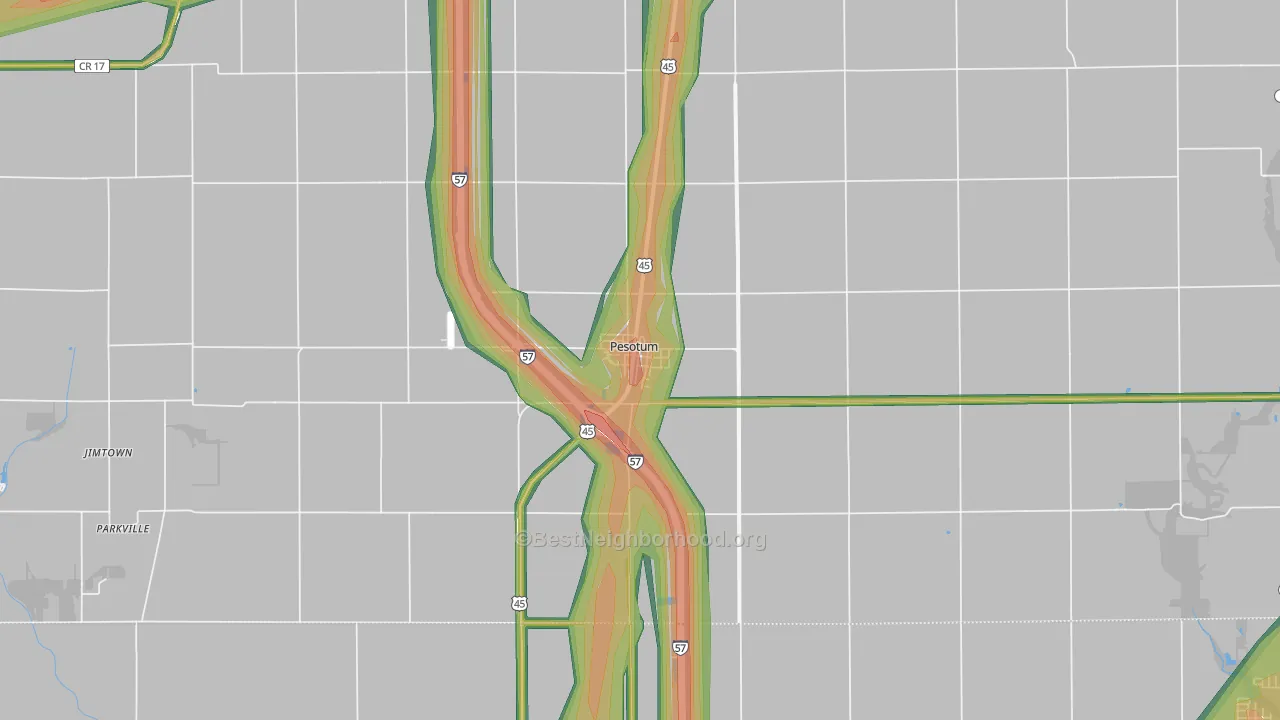 Pesotum, IL Map of Noise Levels in Pesotum