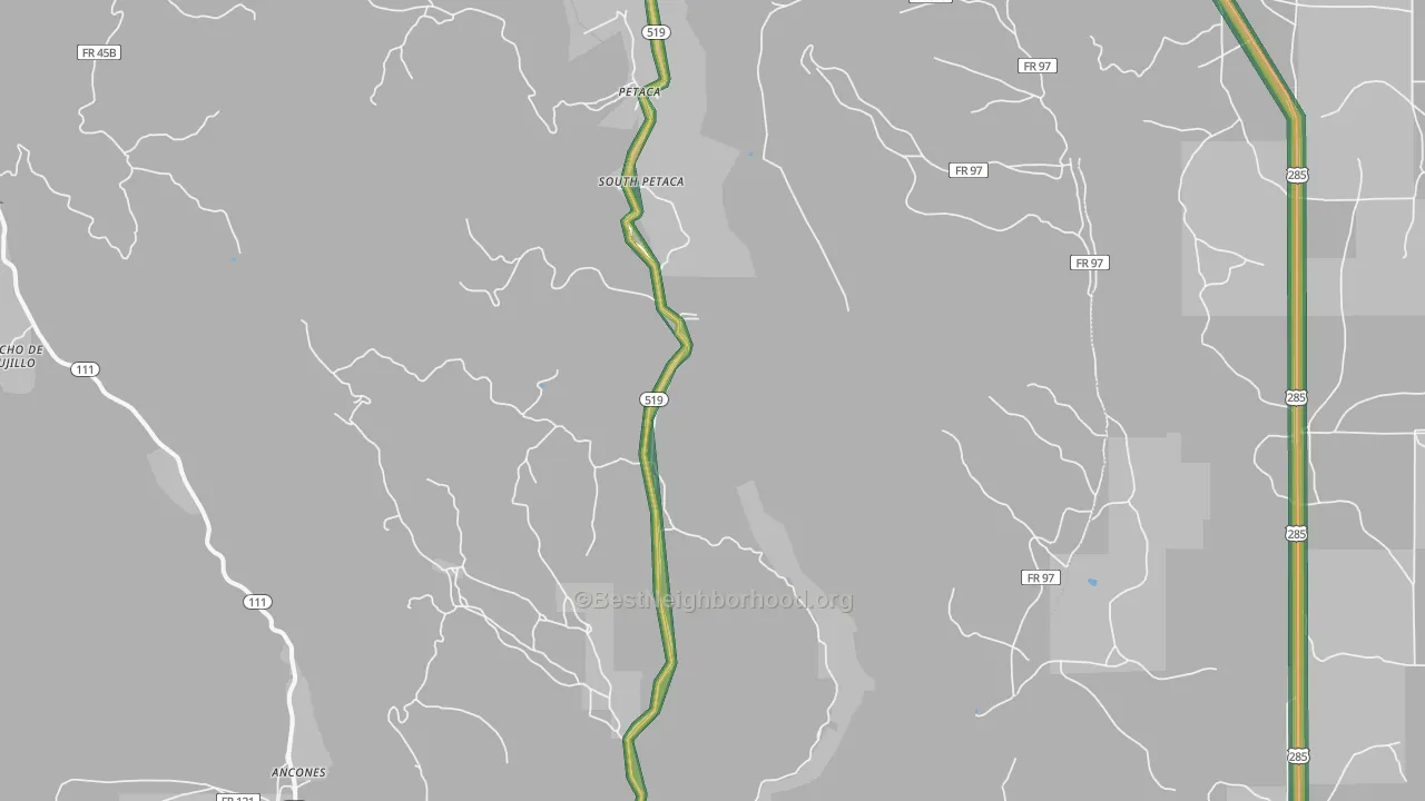 Petaca, NM Map of Noise Levels in Petaca