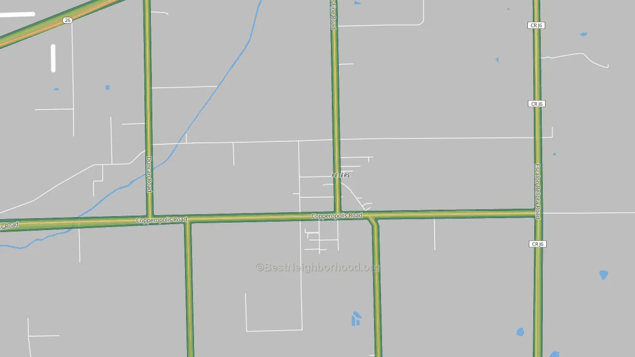 Peters, CA Map of Noise Levels in Peters