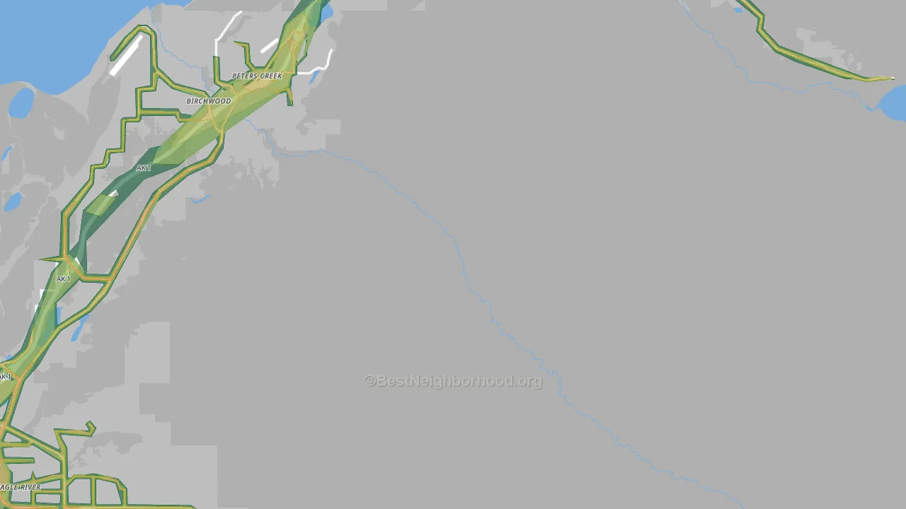 Peters Creek, AK Map of Noise Levels in Peters Creek