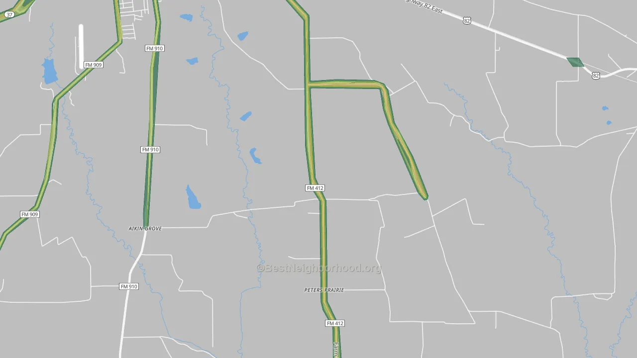Peters Prairie, TX Map of Noise Levels in Peters Prairie