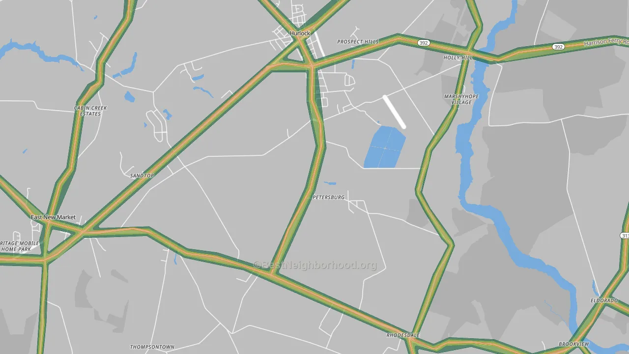 Petersburg, MD Map of Noise Levels in Petersburg