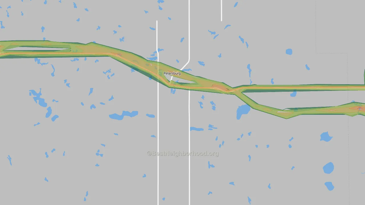 Petersburg, ND Map of Noise Levels in Petersburg