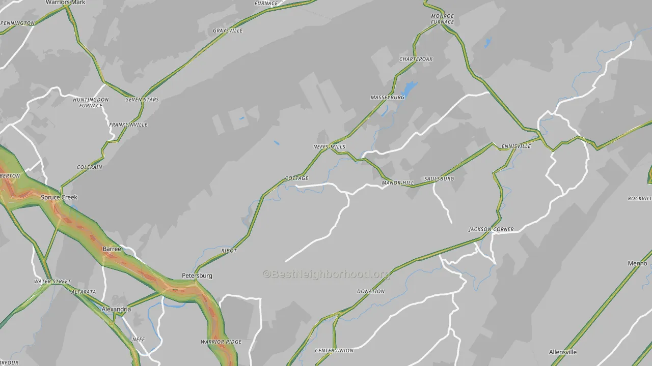 Petersburg, PA Map of Noise Levels in Petersburg