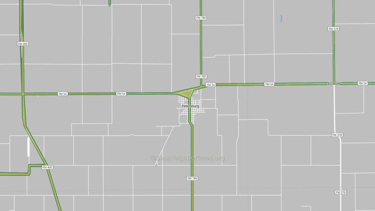 Petersburg, TX Map of Noise Levels in Petersburg