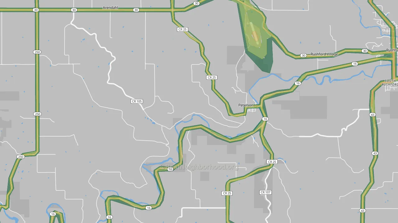Peterson, MN Map of Noise Levels in Peterson