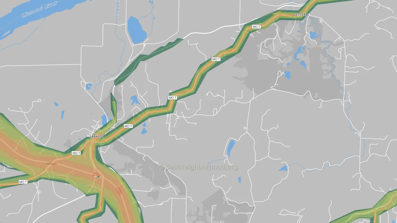 Petersville, MO Map of Noise Levels in Petersville