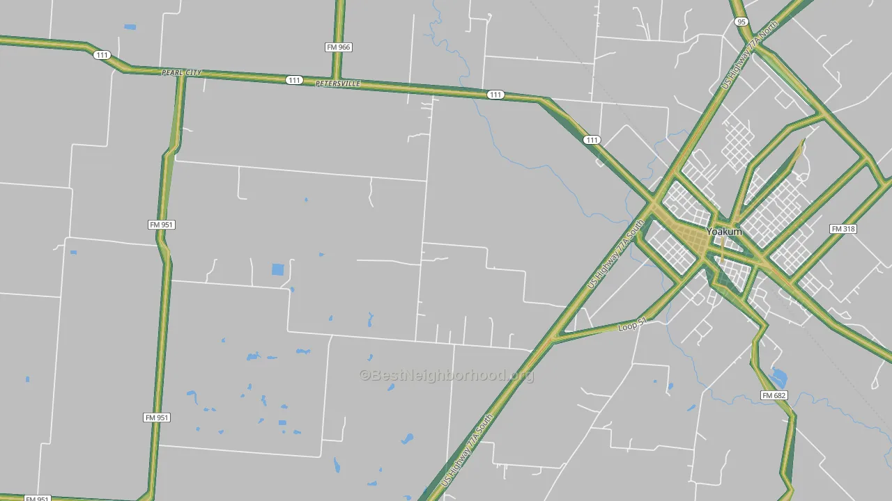 Petersville, TX Map of Noise Levels in Petersville