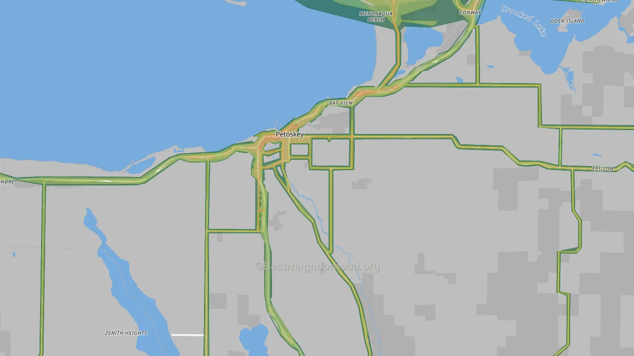 Petoskey, MI Map of Noise Levels in Petoskey