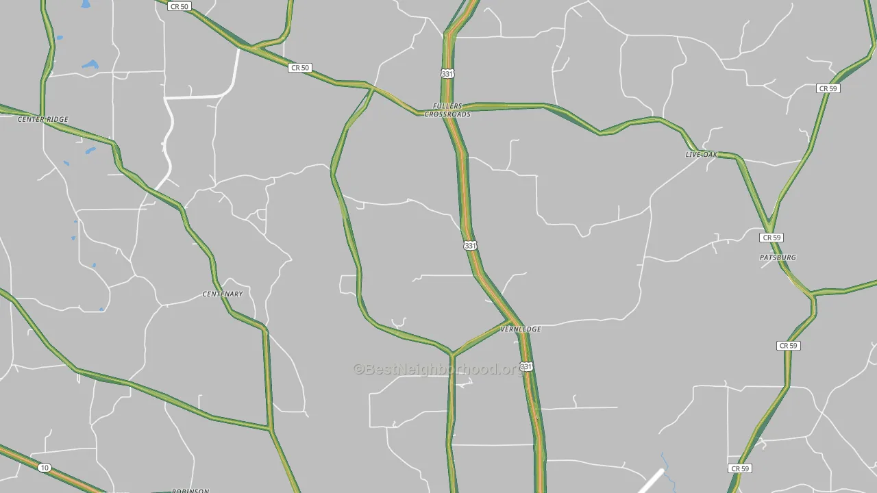 Petrey, AL Map of Noise Levels in Petrey