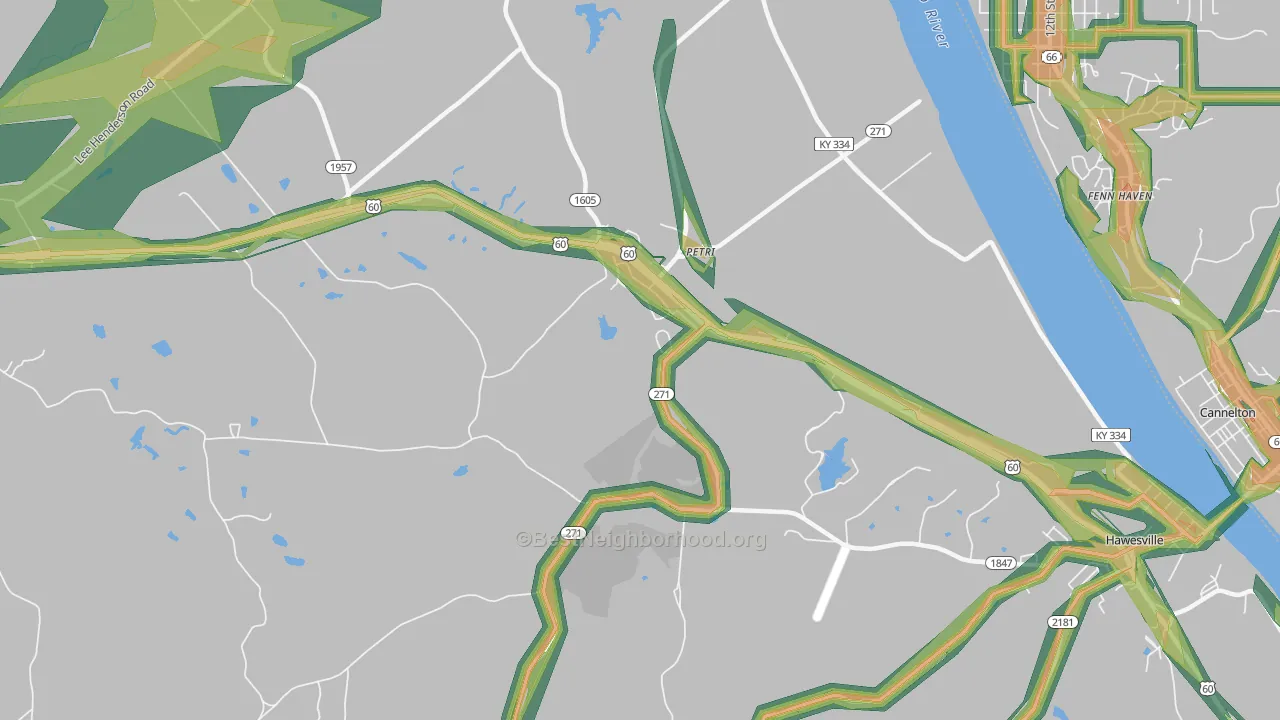 Petri, KY Map of Noise Levels in Petri