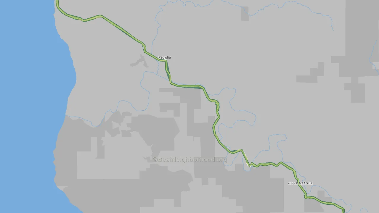 Petrolia, CA Map of Noise Levels in Petrolia