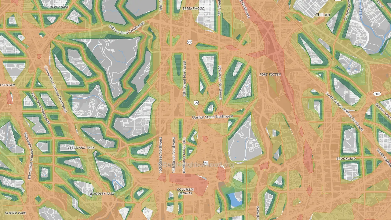 Petworth, Washington, DC Map of Noise Levels in Petworth