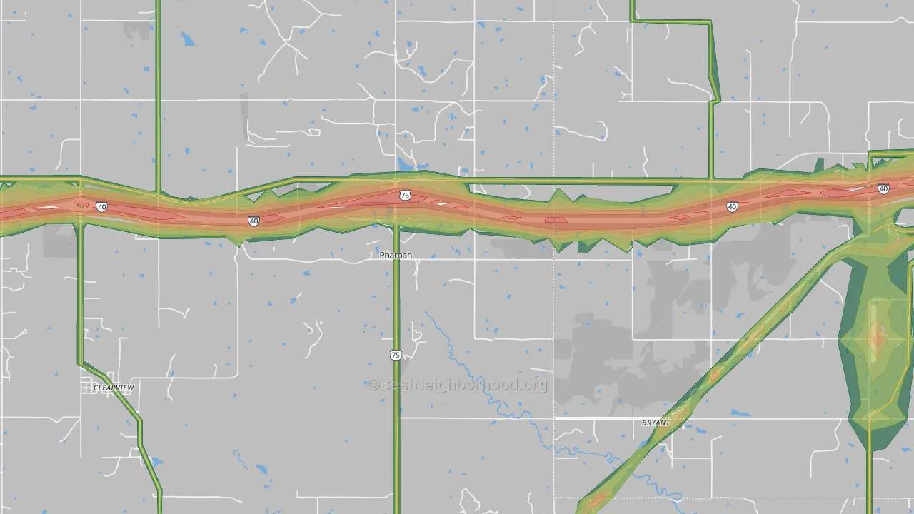 Pharoah, OK Map of Noise Levels in Pharoah
