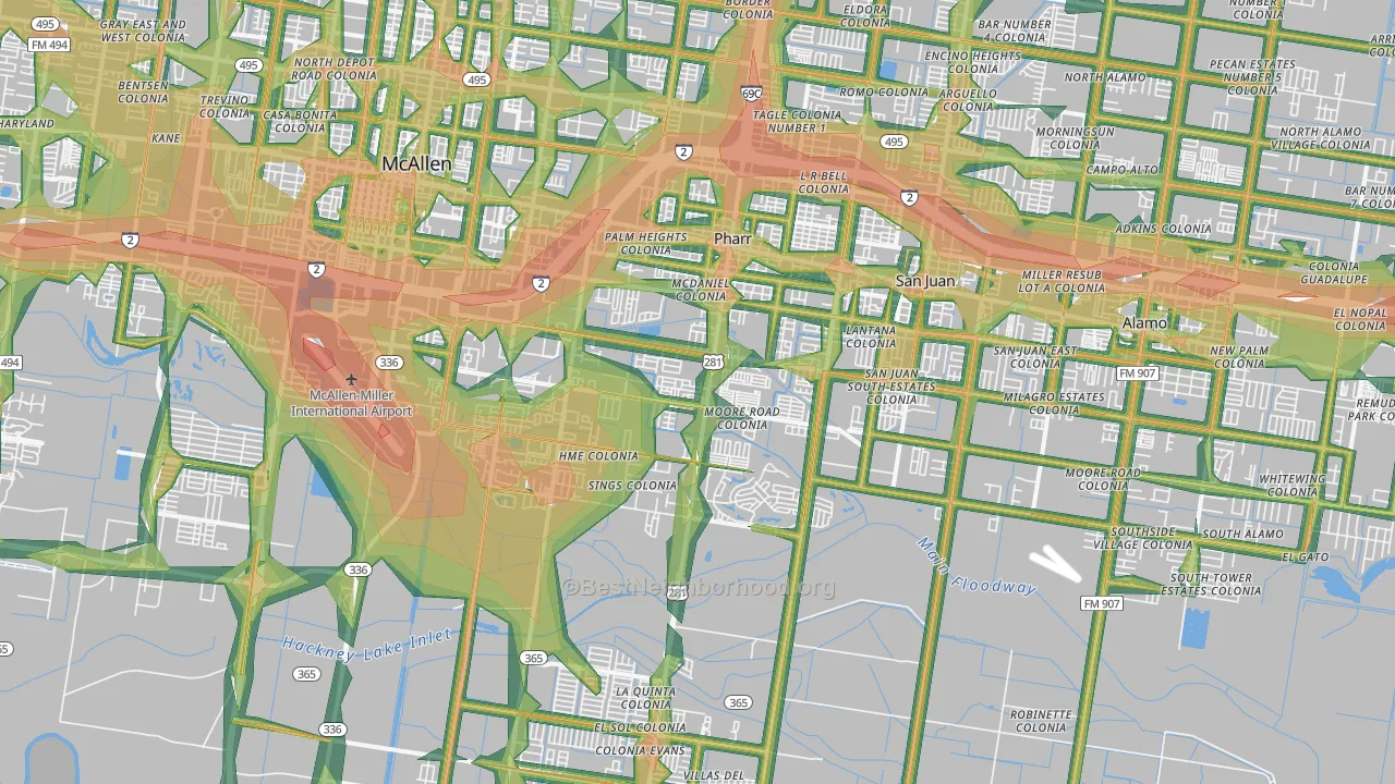 Pharr, TX Map of Noise Levels in Pharr