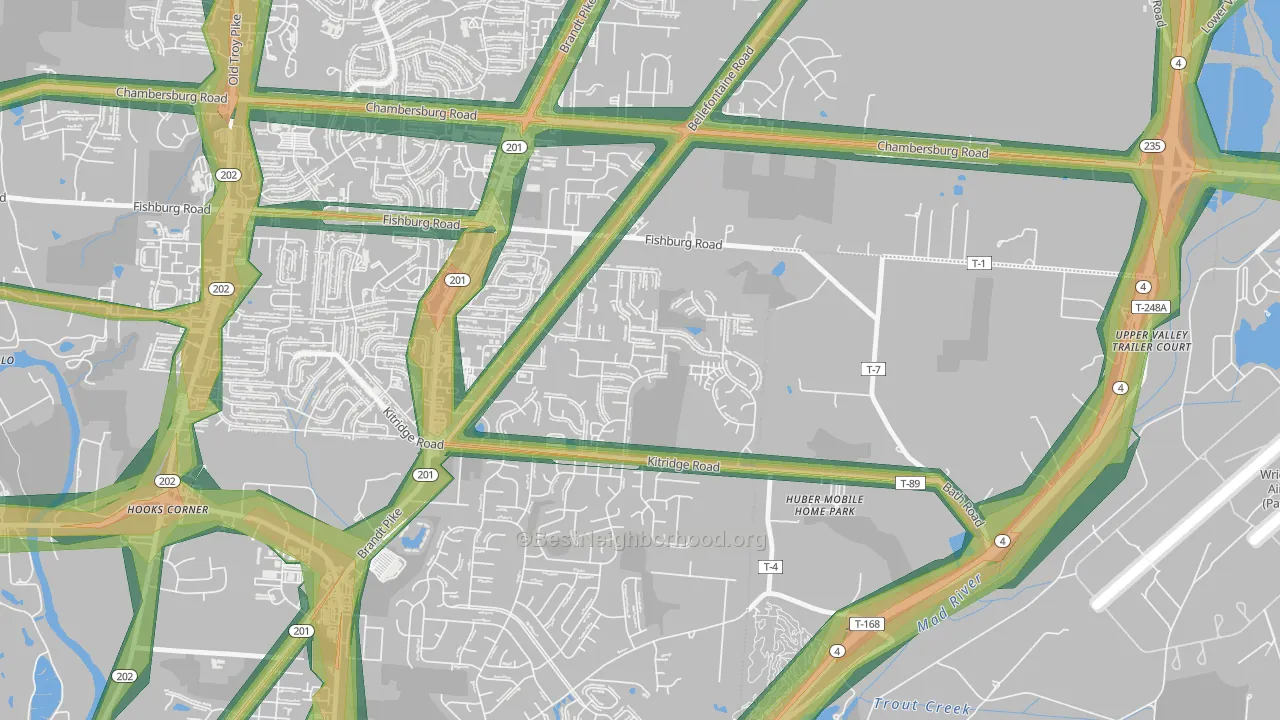 Pheasant Hill, Dayton, OH Map of Noise Levels in Pheasant Hill