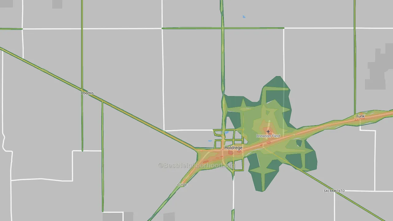 Phelps County, NE Map of Noise Levels in Phelps County