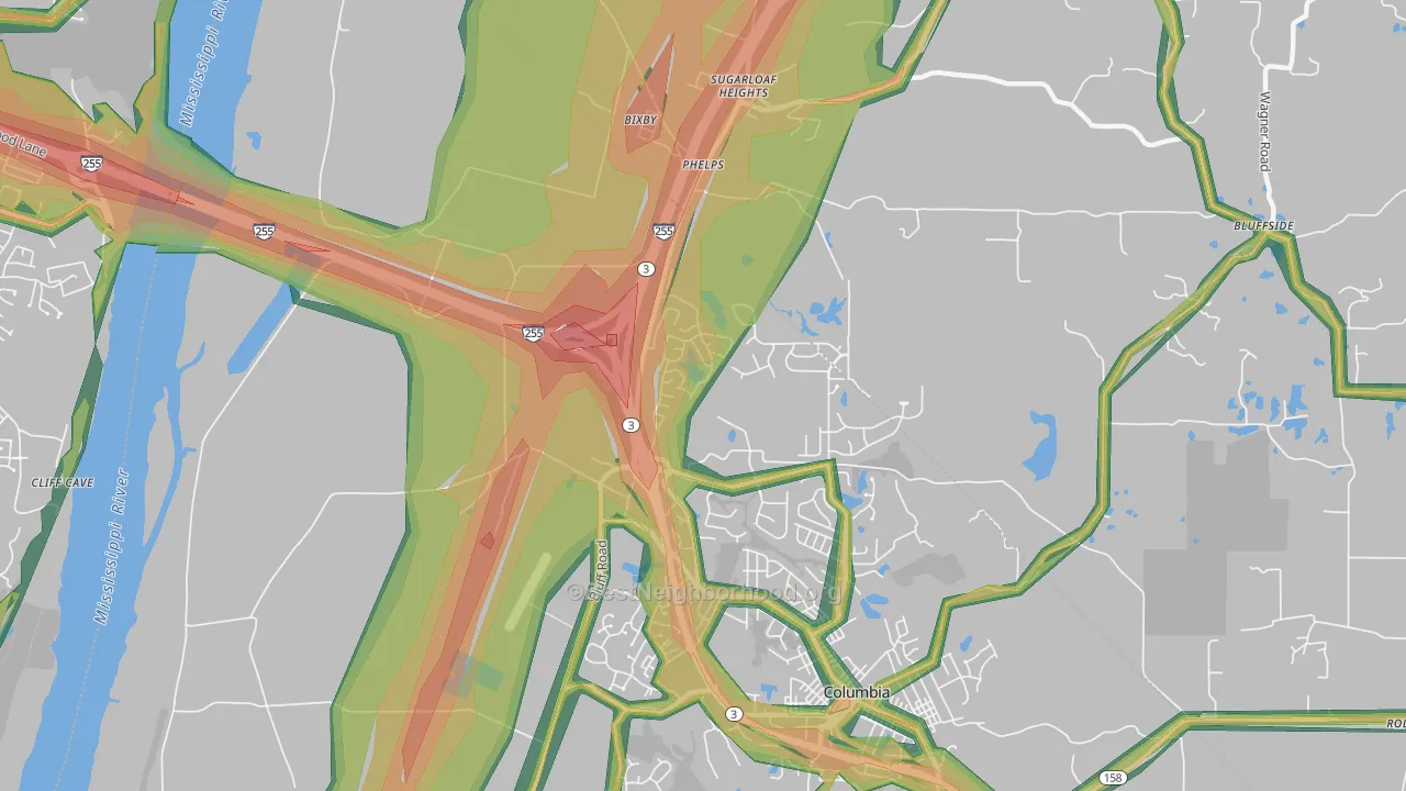 Phelps, IL Map of Noise Levels in Phelps
