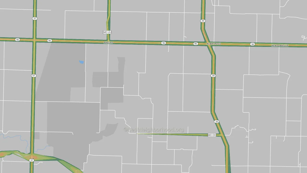 Phelps, MO Map of Noise Levels in Phelps
