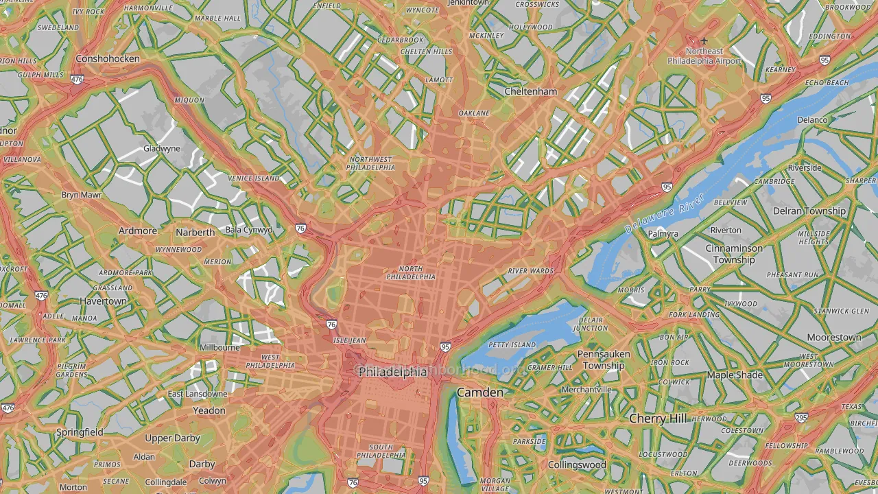Philadelphia, PA Map of Noise Levels in Philadelphia