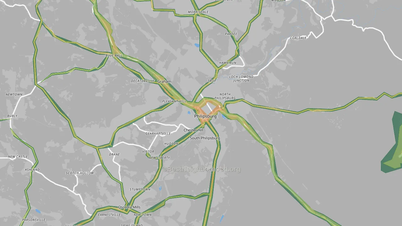 Philipsburg, PA Map of Noise Levels in Philipsburg