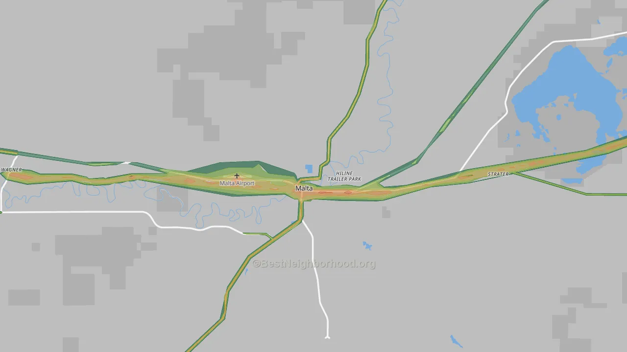 Phillips County, MT Map of Noise Levels in Phillips County