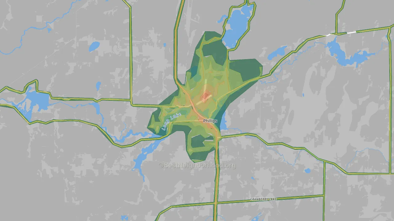Phillips, WI Map of Noise Levels in Phillips