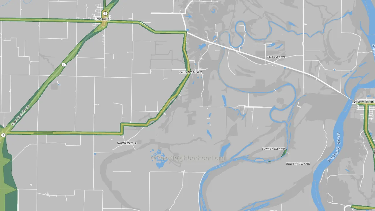 Phillipstown, IL Map of Noise Levels in Phillipstown