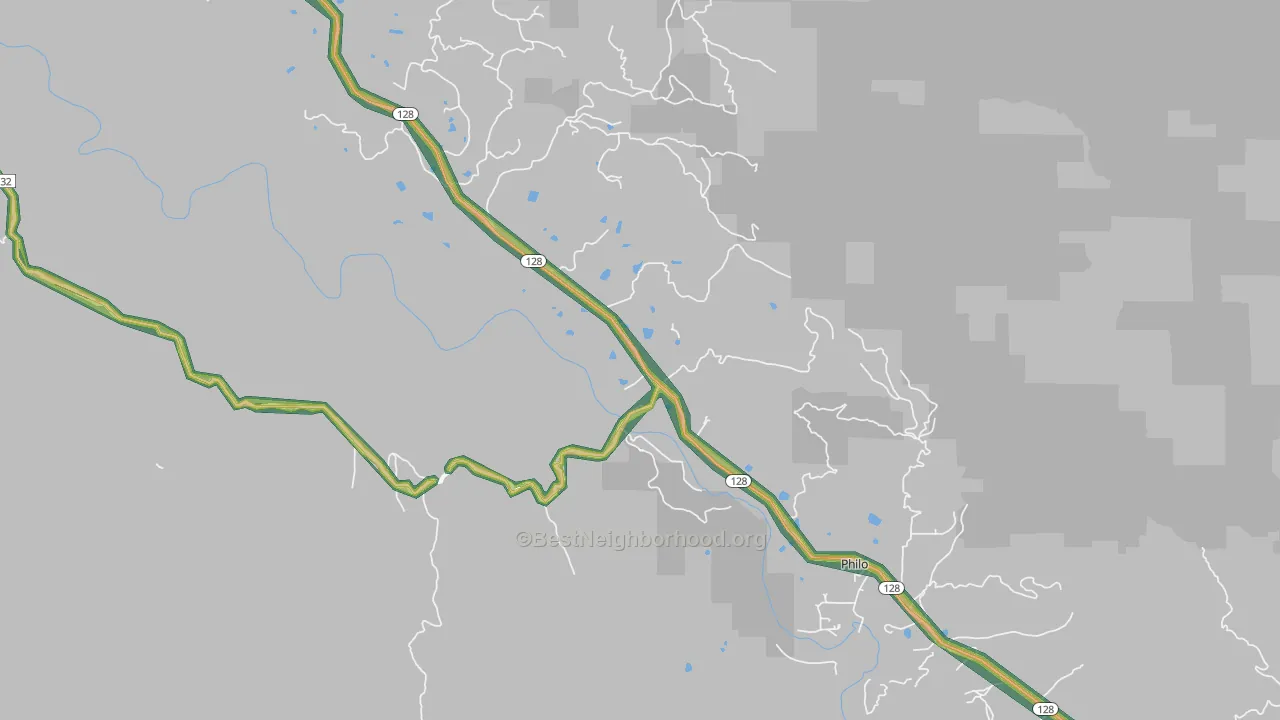 Philo, CA Map of Noise Levels in Philo