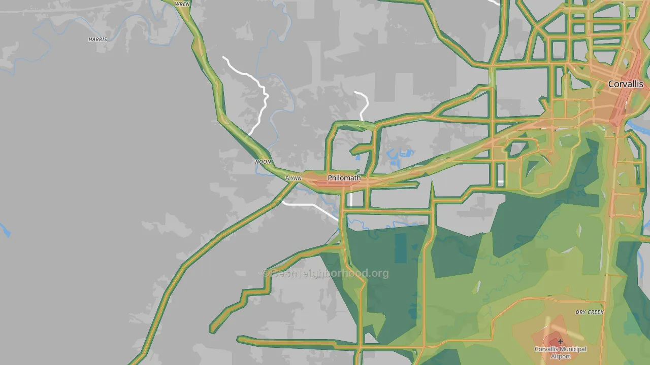 Philomath, OR Map of Noise Levels in Philomath