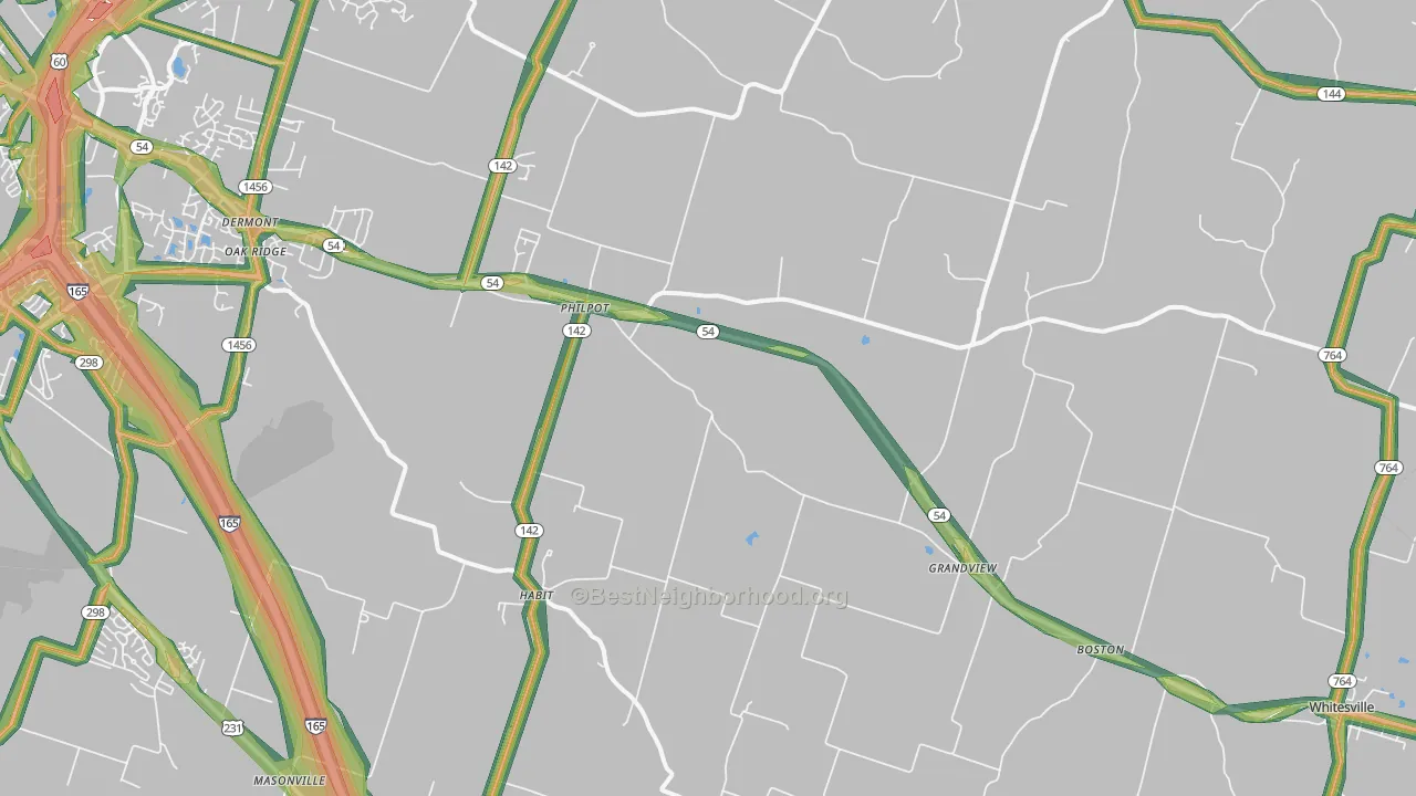 Philpot, KY Map of Noise Levels in Philpot