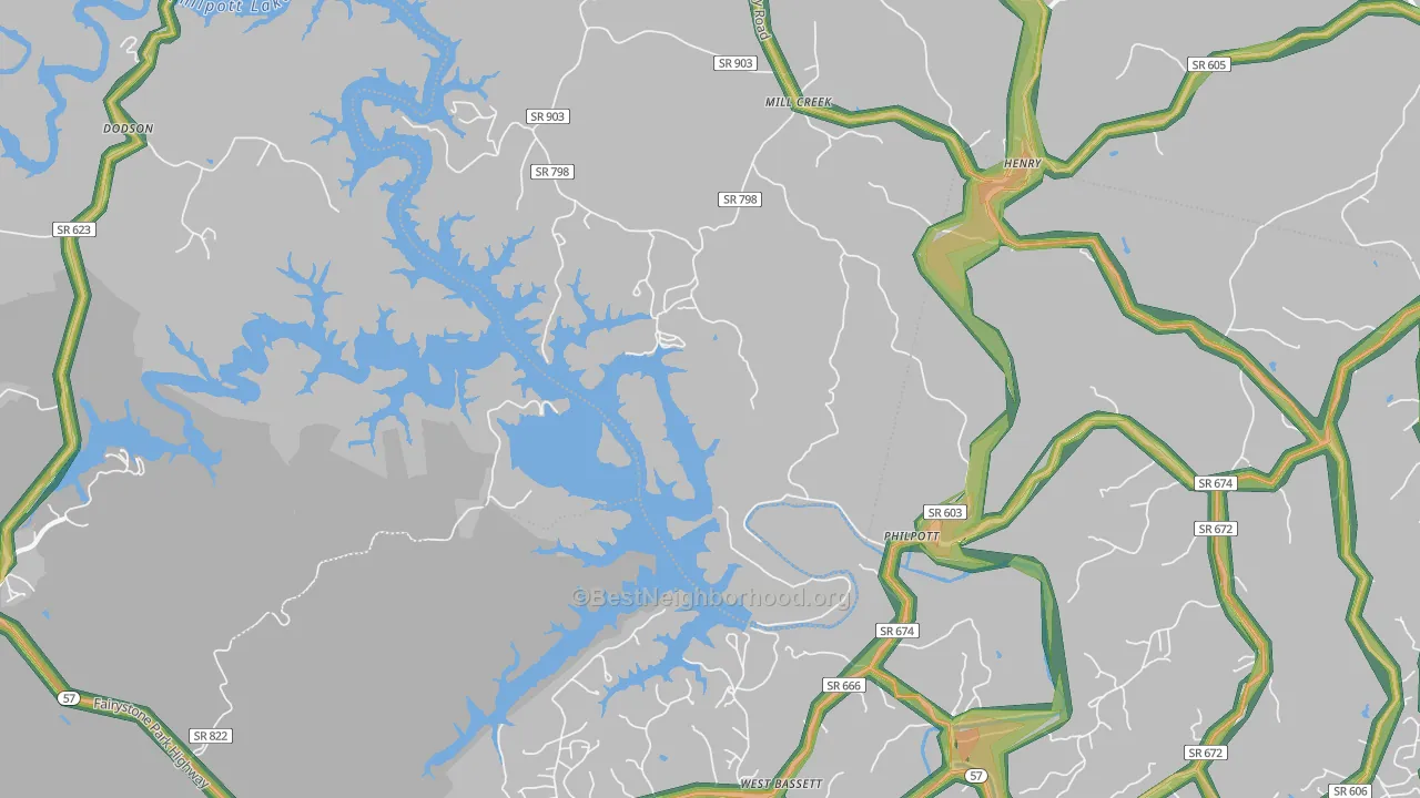 Philpott, VA Map of Noise Levels in Philpott