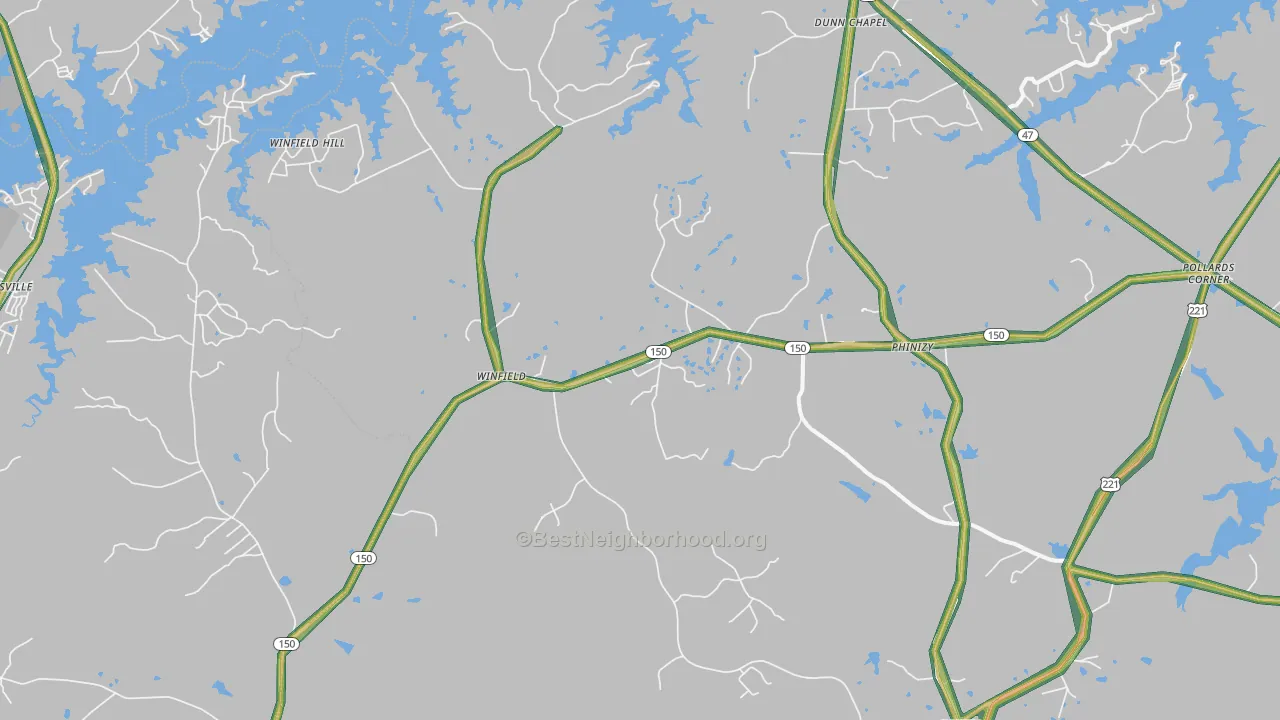 Phinizy, GA Map of Noise Levels in Phinizy