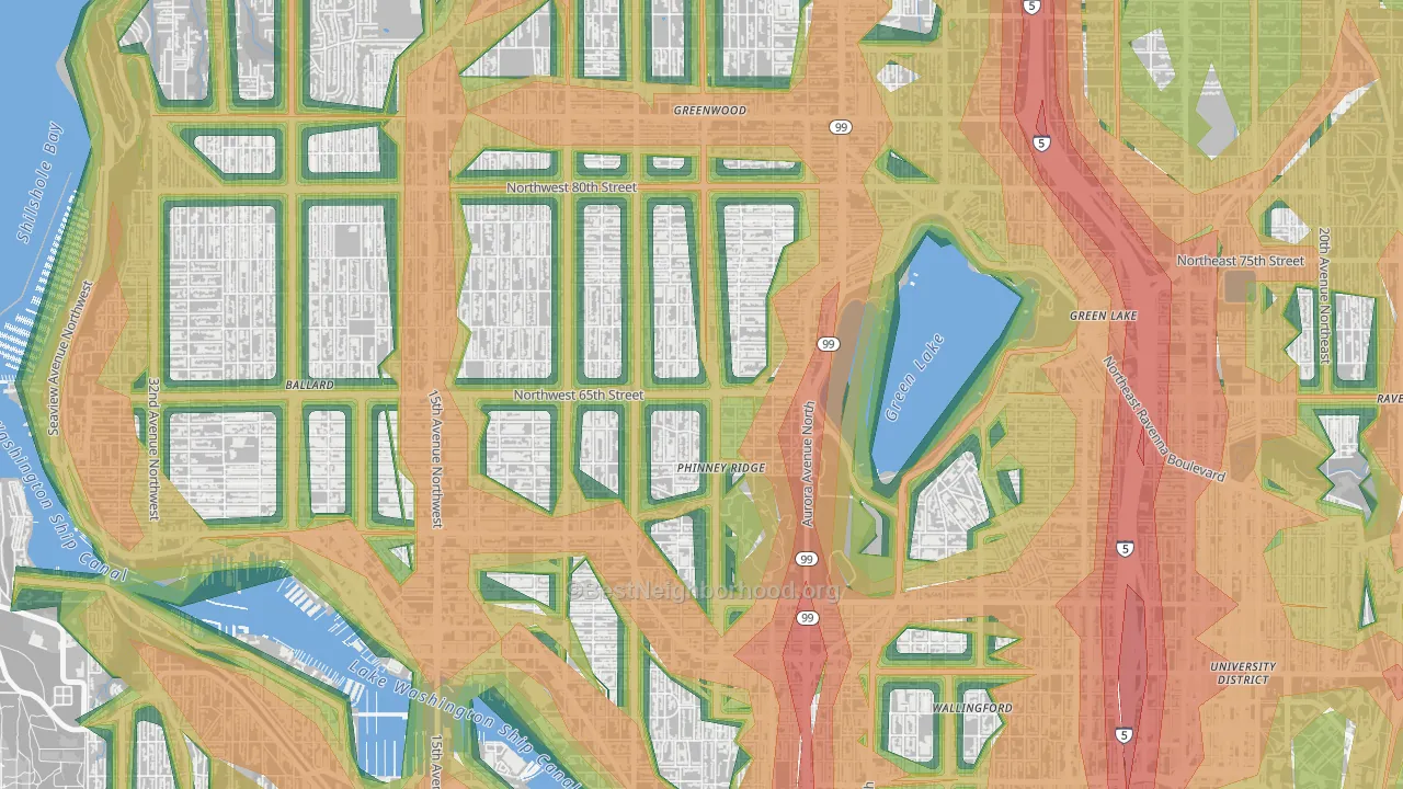 Phinney Ridge, Seattle, WA Map of Noise Levels in Phinney Ridge