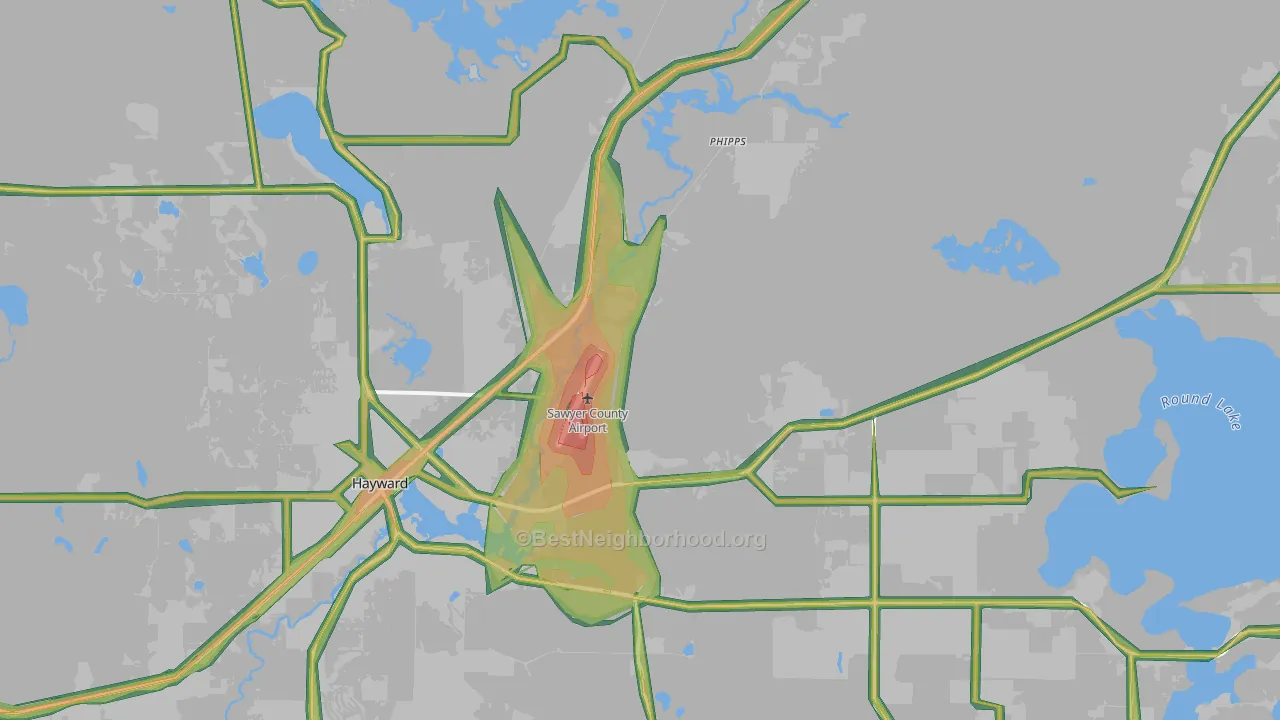 Phipps, WI Map of Noise Levels in Phipps