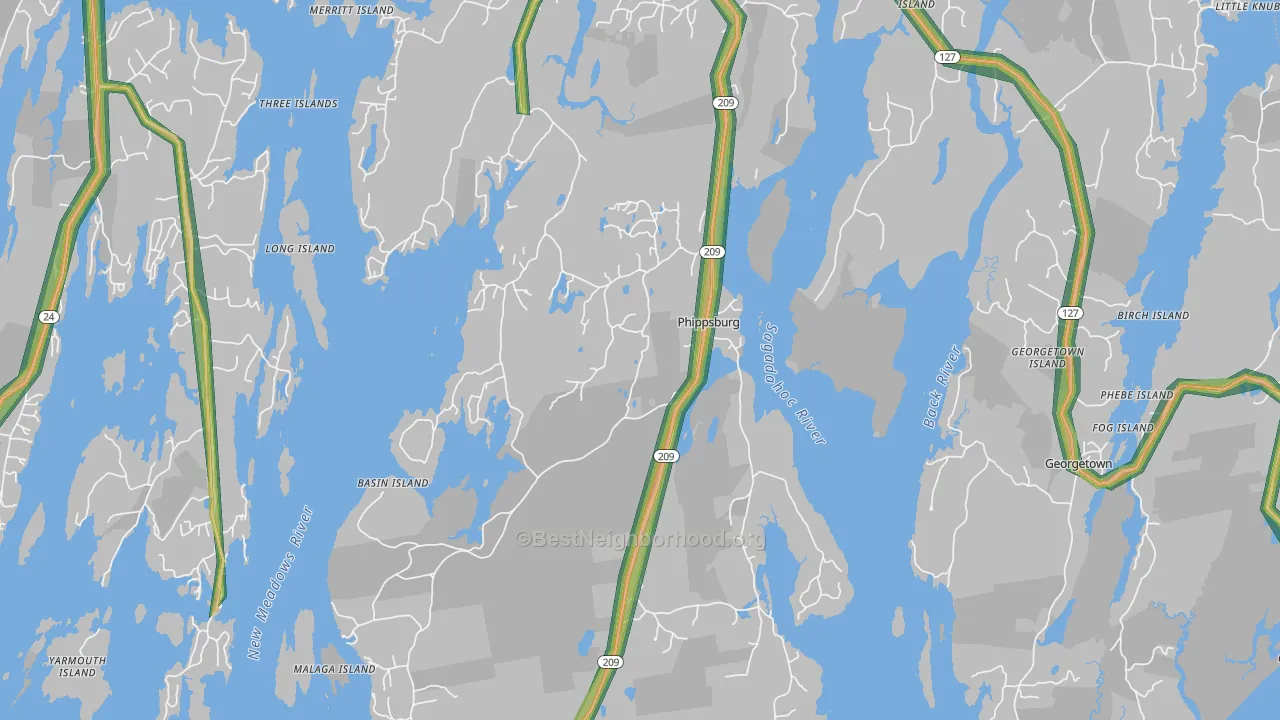 Phippsburg, ME Map of Noise Levels in Phippsburg
