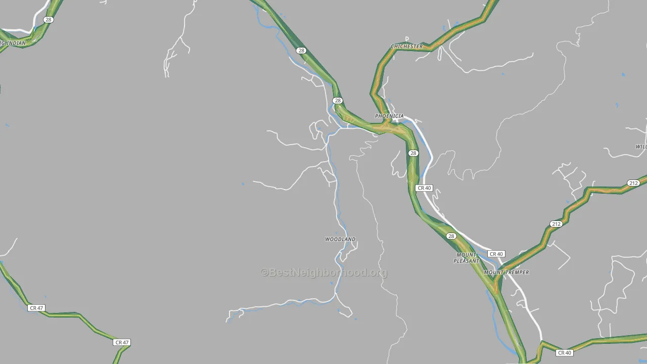 Phoenicia, NY Map of Noise Levels in Phoenicia