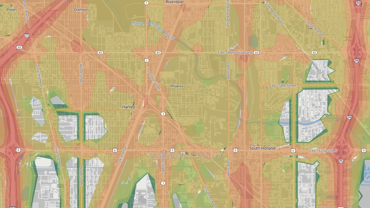 Phoenix, IL Map of Noise Levels in Phoenix