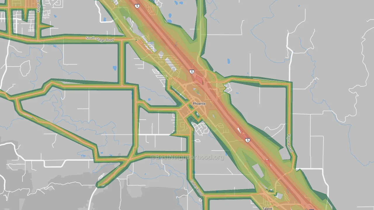 Phoenix, OR Map of Noise Levels in Phoenix